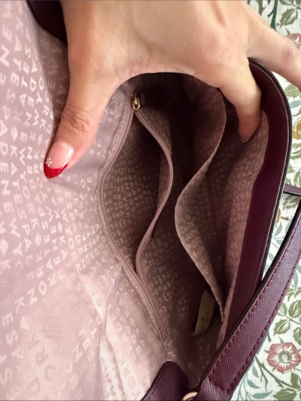 kate spade Plum Leather Crossbody Wallet with Gold Logo